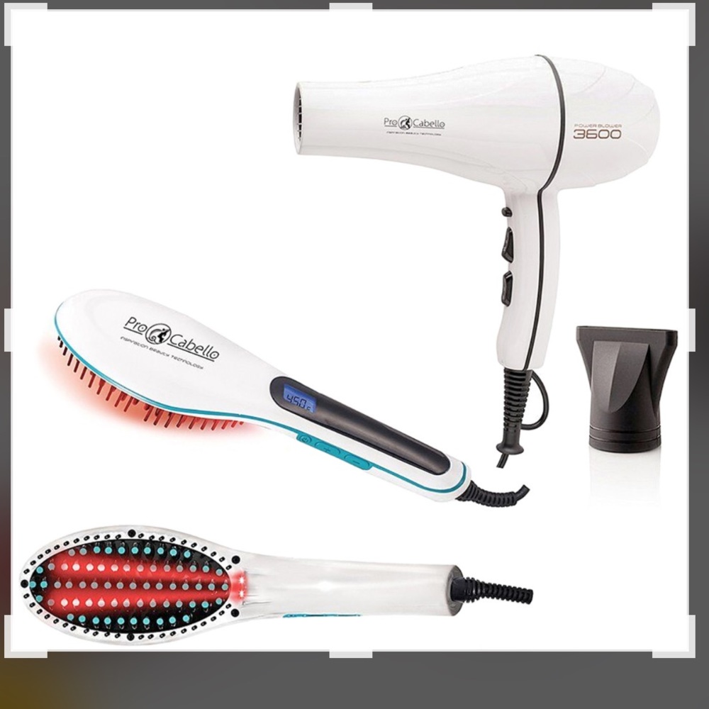 Luxury Straightening Brush & Ceramic Dryer Set